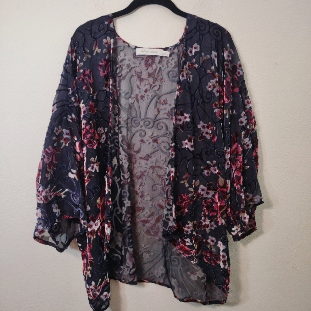 Bishop + Young Navy Blue Floral Cardigan M